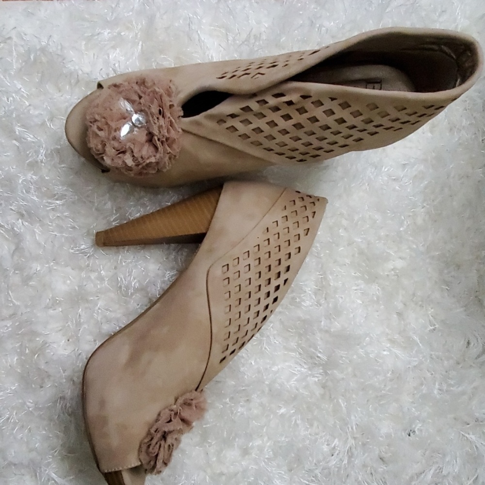 Suede Open Toe Booties